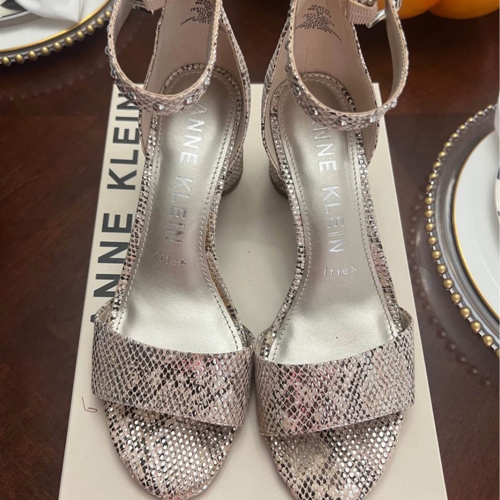 Anne Klein Metallic Snakeskin Heels
